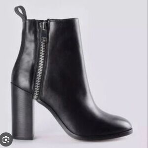 Diesel Black Ankle Booties with Double Silver Zippers